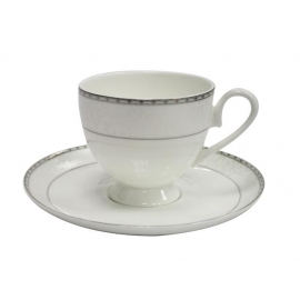 y12513 餐茶玻璃-咖啡茶具-金色禮讚骨瓷六杯盤組附金架